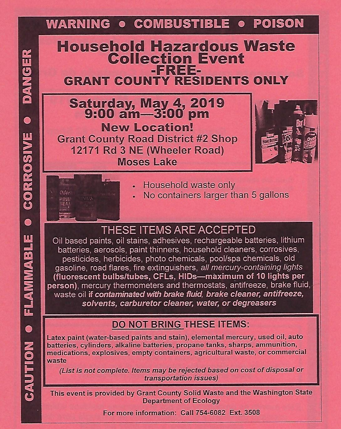 Hazardous Waste Collection Event May 4 Town of Wilson Creek